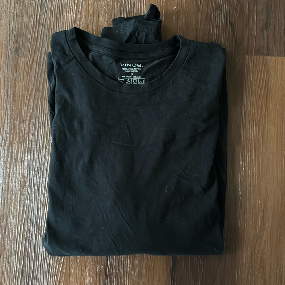Vince - Pima Cotton Long Sleeve Tee, Men’s/S, Black, NW